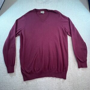 LL Bean Burgundy V Neck Long Sleeve Sweater Men's Size Xl Tall